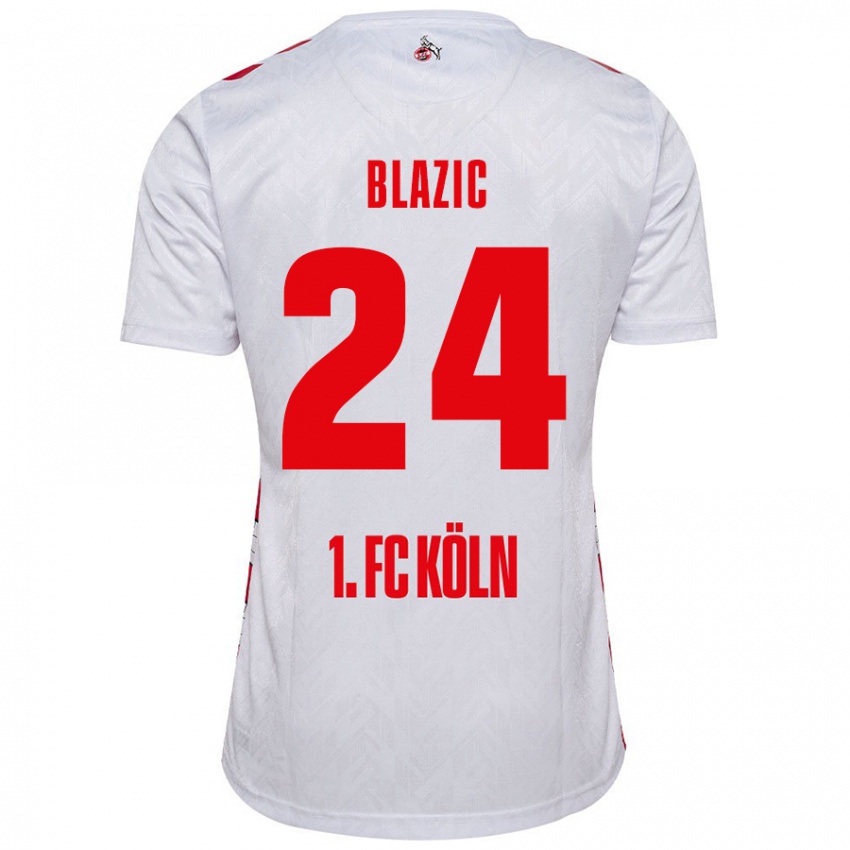 Criança Camisola Alessandro Blazic #24 Vermelho Branco Principal 2024/25 Camisa