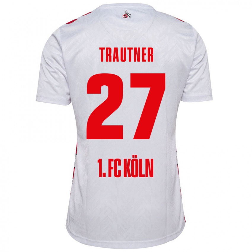 Criança Camisola Tobias Trautner #27 Vermelho Branco Principal 2024/25 Camisa