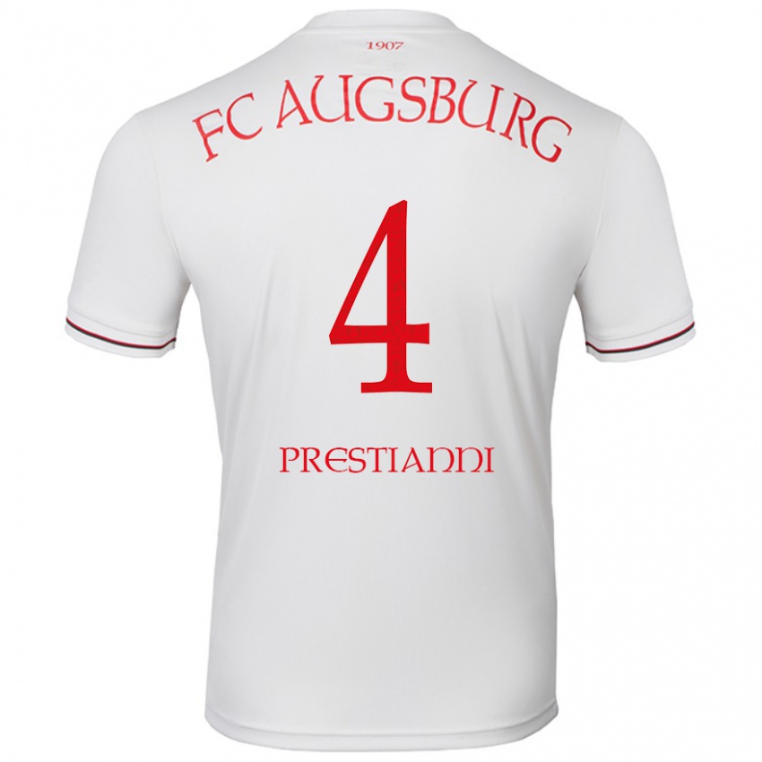 Criança Camisola Luis Prestianni #4 Branco Principal 2024/25 Camisa