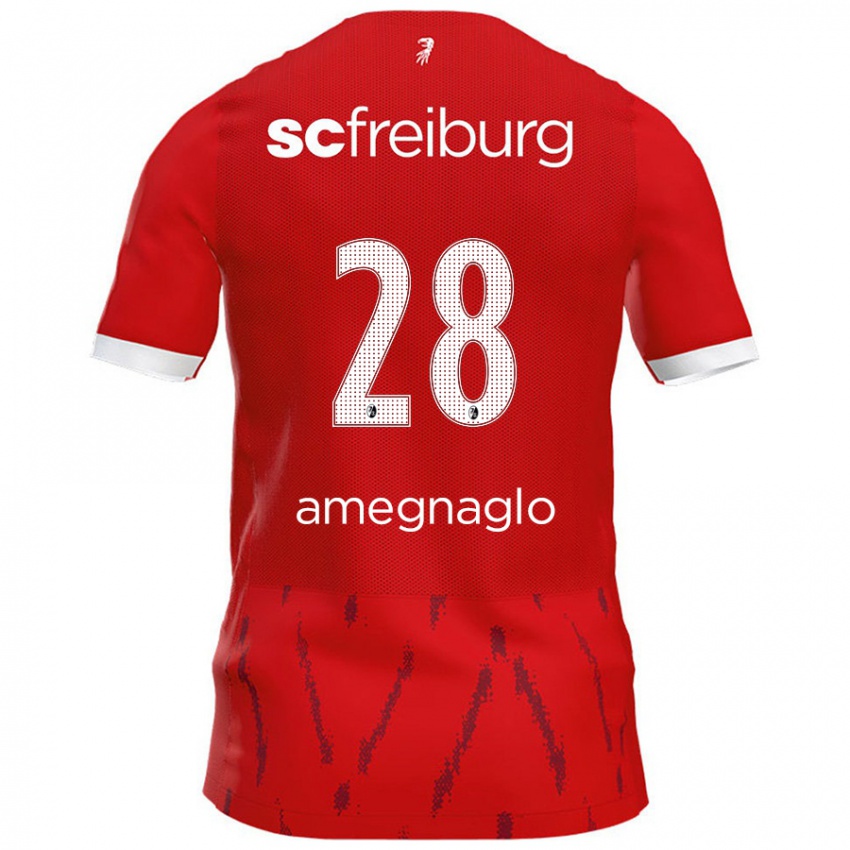 Criança Camisola David Amegnaglo #28 Vermelho Principal 2024/25 Camisa