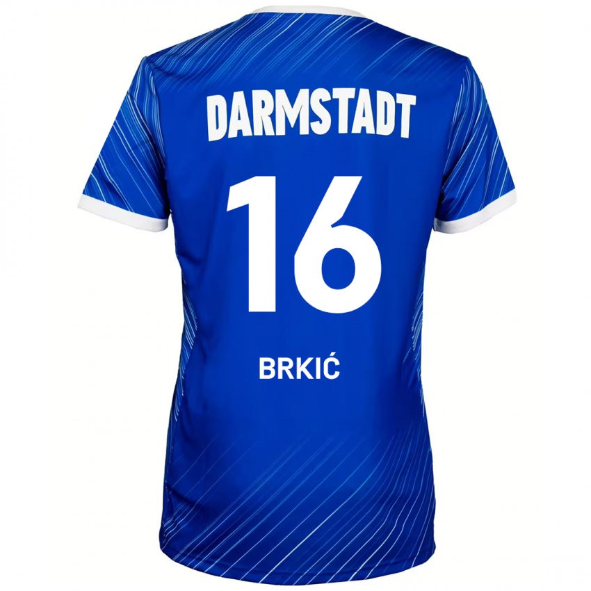 Criança Camisola Amar Brkić #16 Branco Azul Principal 2024/25 Camisa