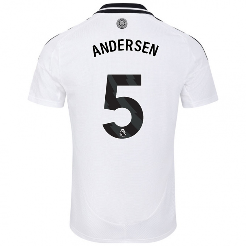 Criança Camisola Joachim Andersen #5 Branco Principal 2024/25 Camisa