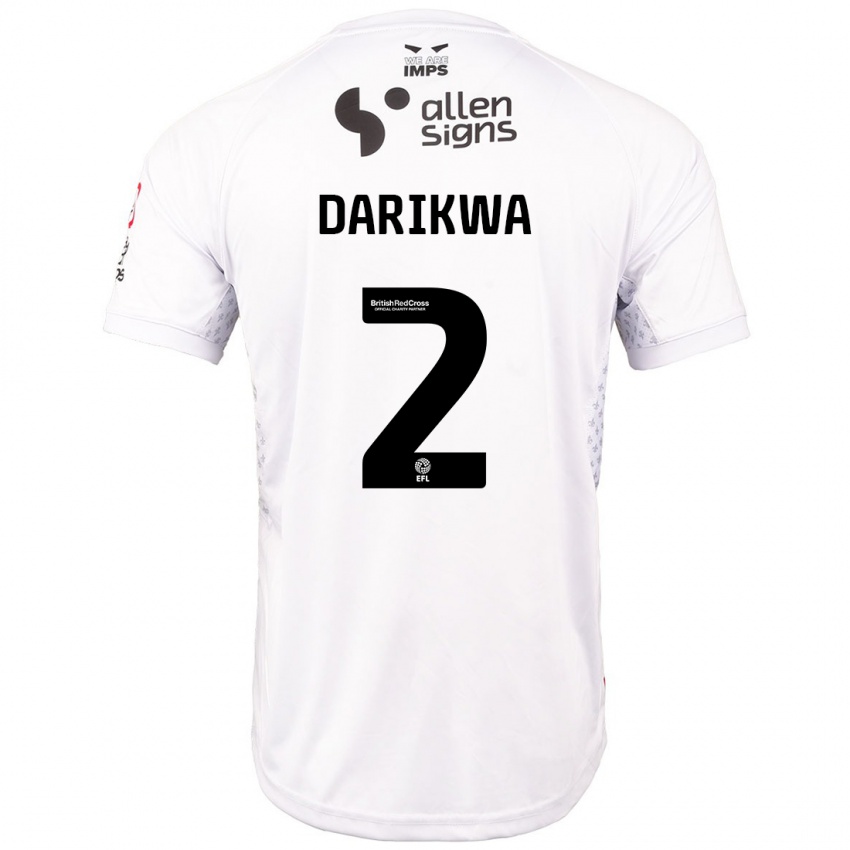 Criança Camisola Tendayi Darikwa #2 Branco Vermelho Alternativa 2024/25 Camisa