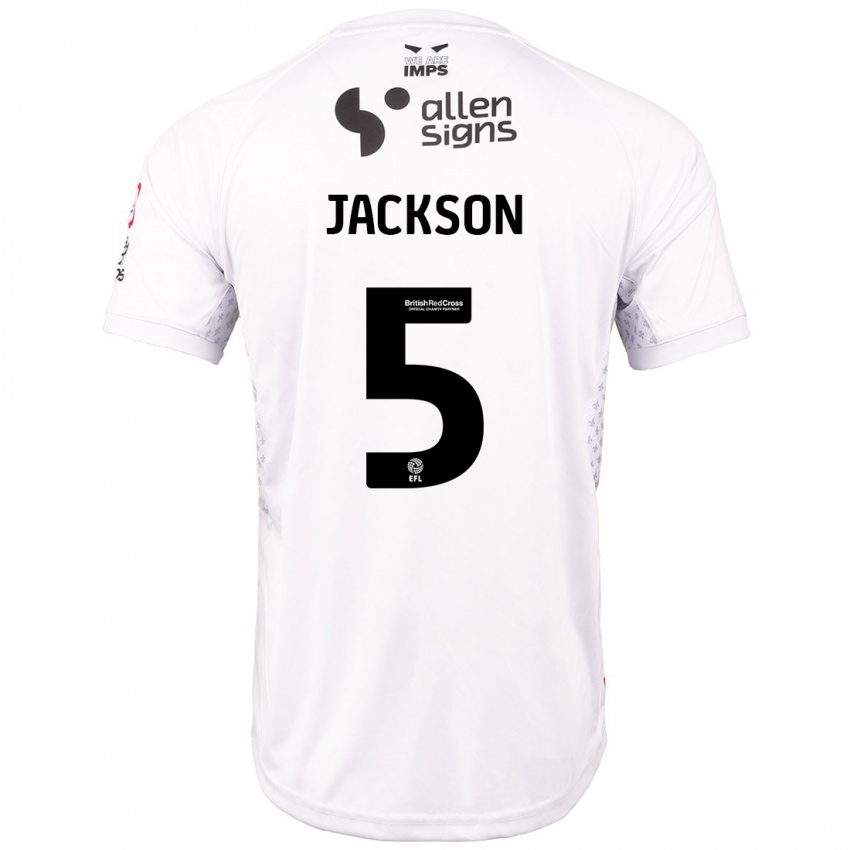 Criança Camisola Adam Jackson #5 Branco Vermelho Alternativa 2024/25 Camisa