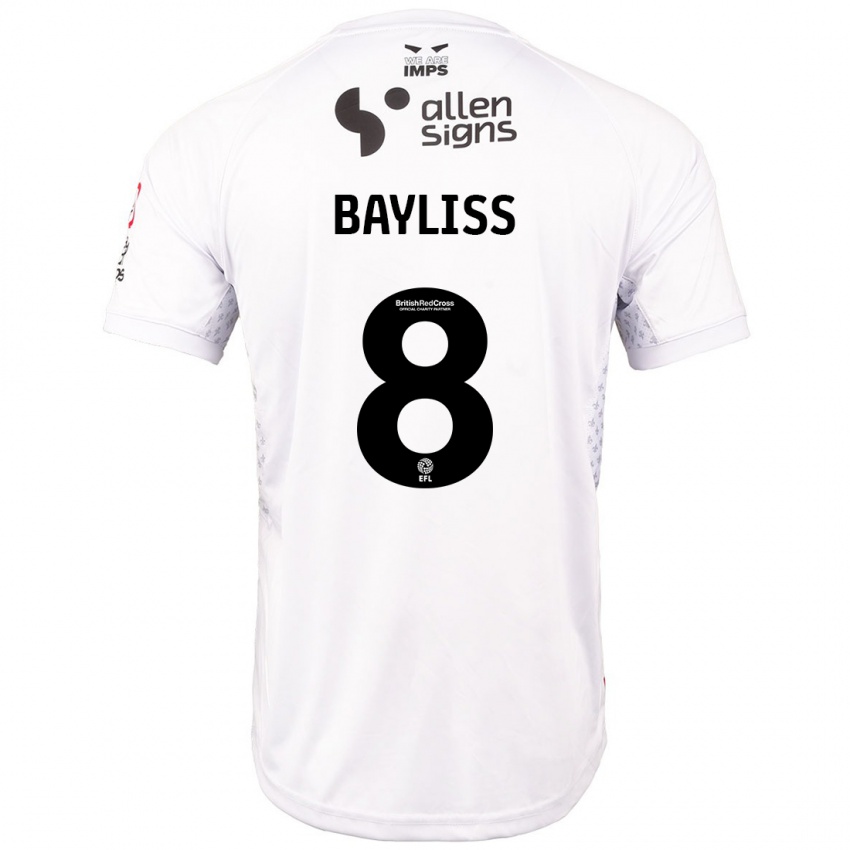 Criança Camisola Tom Bayliss #8 Branco Vermelho Alternativa 2024/25 Camisa