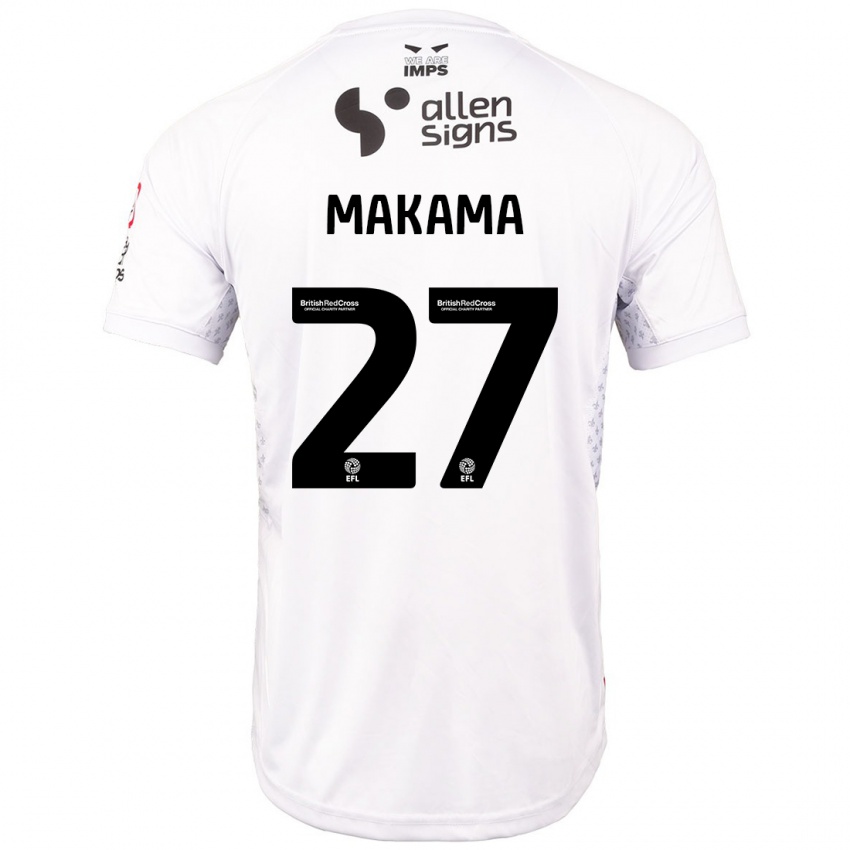 Criança Camisola Jovon Makama #27 Branco Vermelho Alternativa 2024/25 Camisa