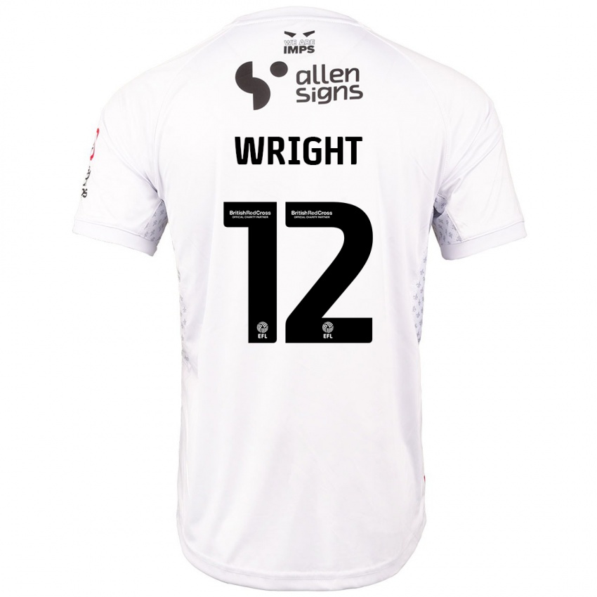 Criança Camisola Jordan Wright #12 Branco Vermelho Alternativa 2024/25 Camisa