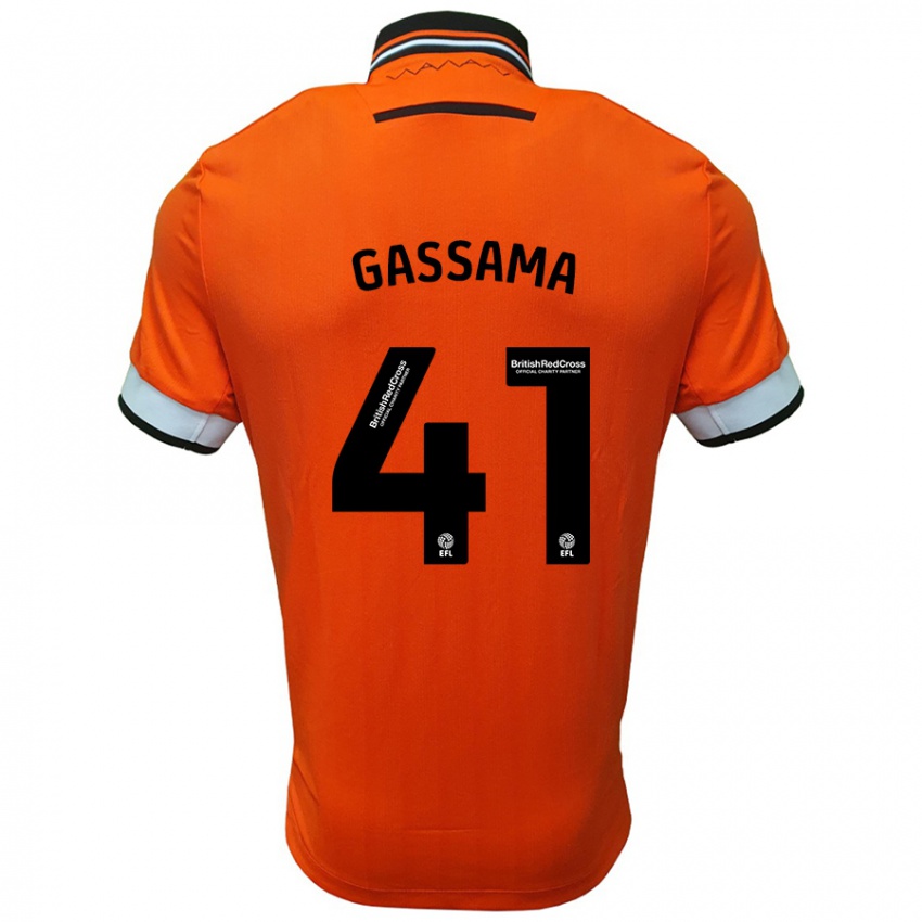 Criança Camisola Djeidi Gassama #41 Branco Laranja Alternativa 2024/25 Camisa