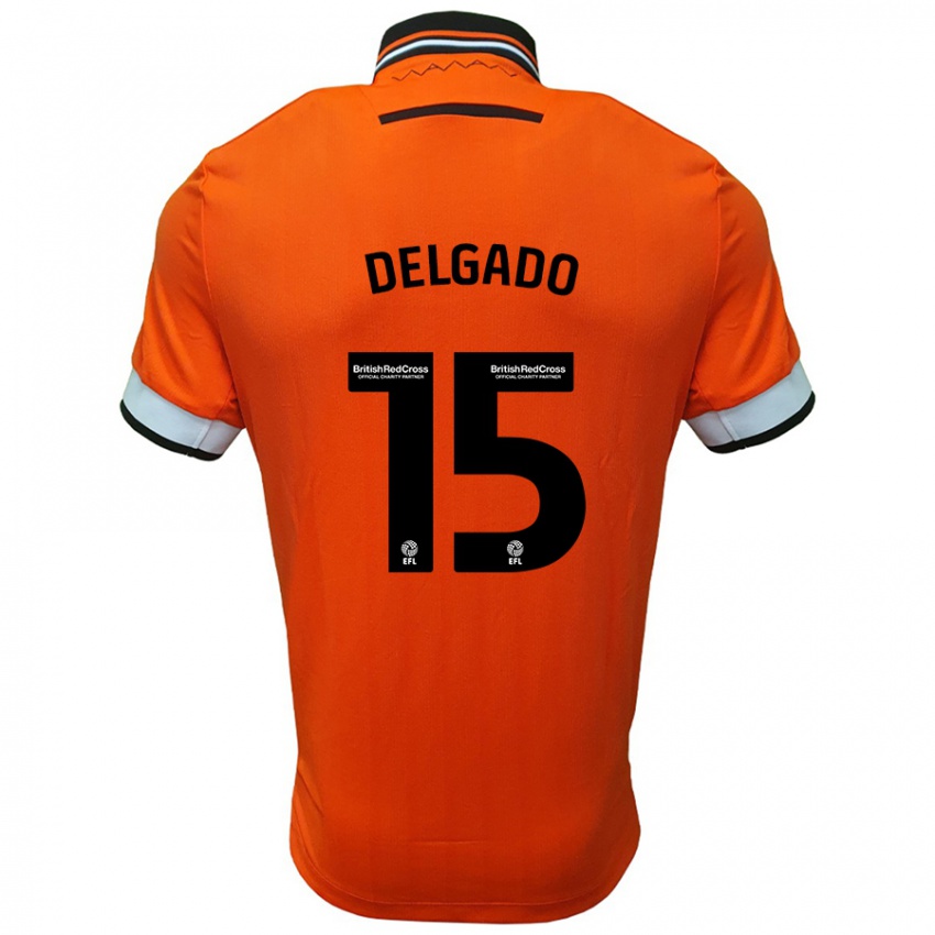 Criança Camisola Juan Delgado #15 Branco Laranja Alternativa 2024/25 Camisa