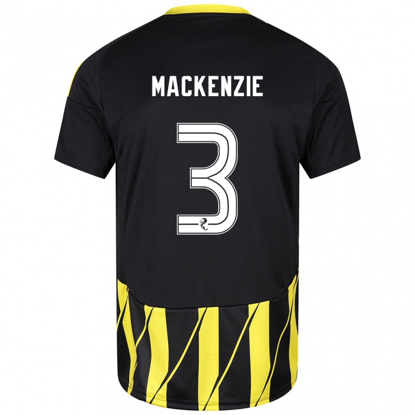 Criança Camisola Jack Mackenzie #3 Amarelo Preto Alternativa 2024/25 Camisa