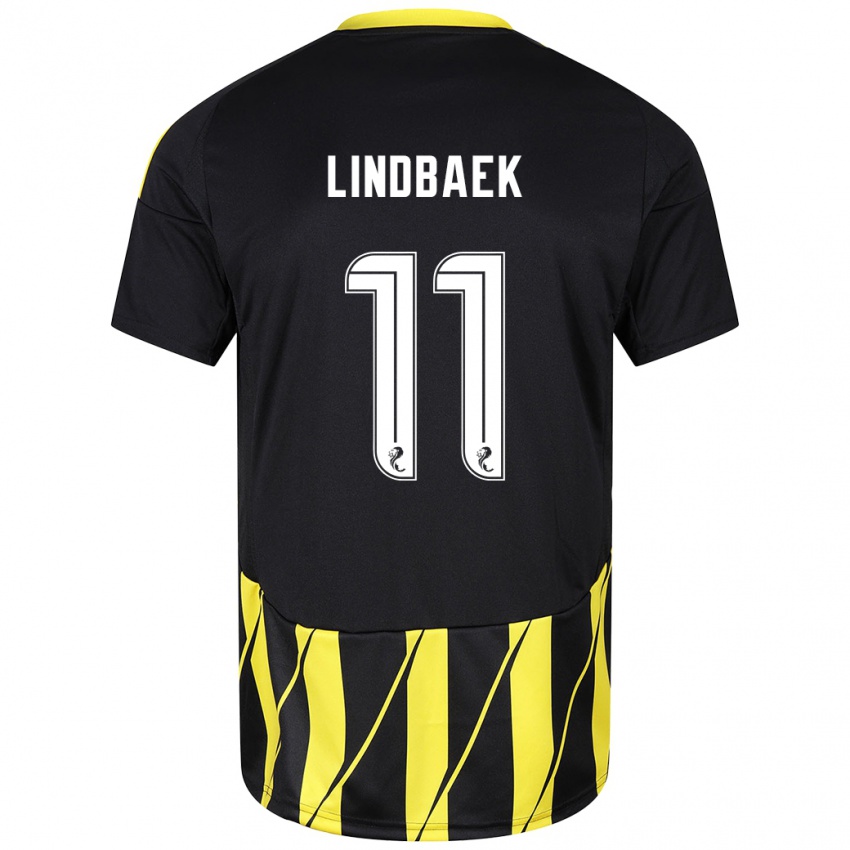 Criança Camisola Adele Lindbaek #11 Amarelo Preto Alternativa 2024/25 Camisa