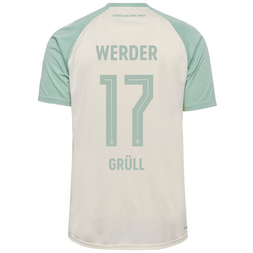 Criança Camisola Marco Grüll #17 Verde Claro Off-White Alternativa 2024/25 Camisa