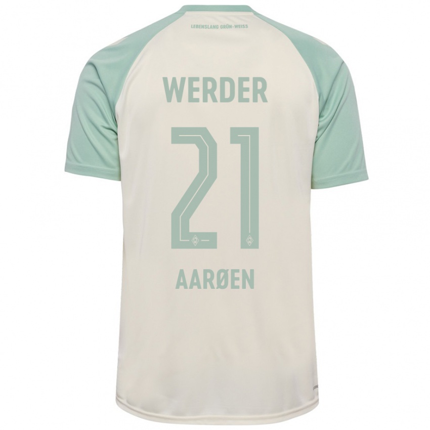 Criança Camisola Isak Hansen-Aaröen #21 Verde Claro Off-White Alternativa 2024/25 Camisa