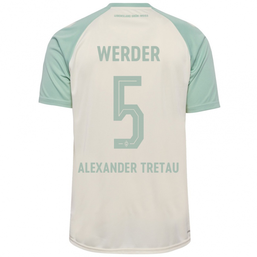 Criança Camisola Hans Alexander Tretau #5 Verde Claro Off-White Alternativa 2024/25 Camisa