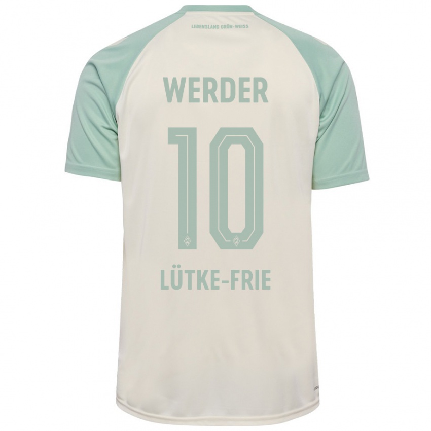 Criança Camisola Dennis Lütke-Frie #10 Verde Claro Off-White Alternativa 2024/25 Camisa