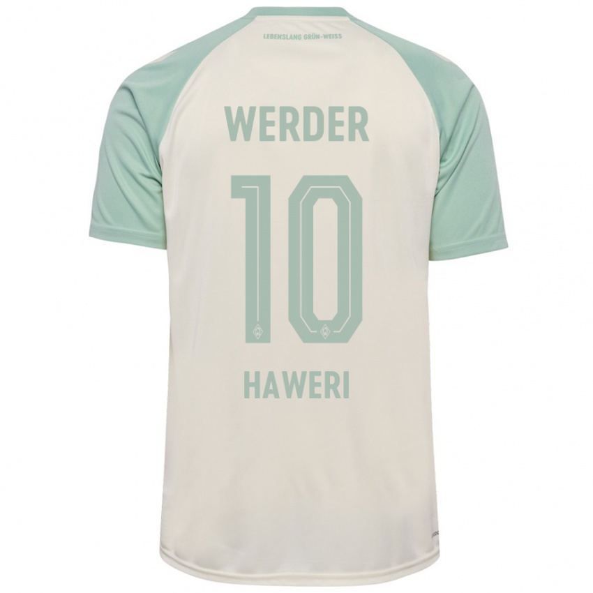 Criança Camisola Adrian Haweri #10 Verde Claro Off-White Alternativa 2024/25 Camisa