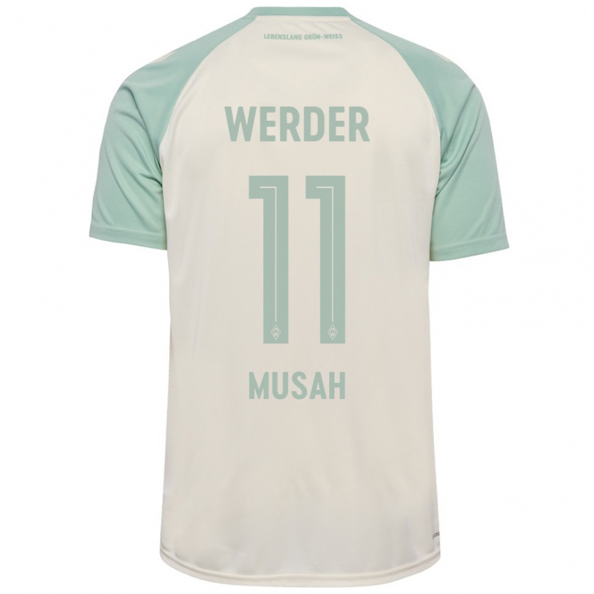 Criança Camisola Salim Musah #11 Verde Claro Off-White Alternativa 2024/25 Camisa