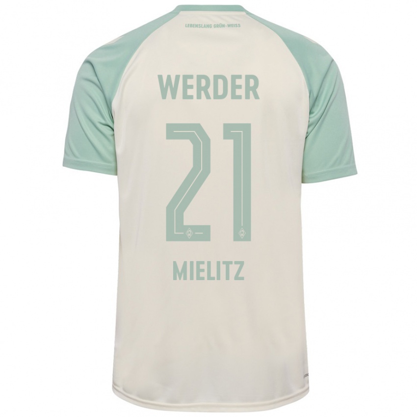 Criança Camisola Sebastian Mielitz #21 Verde Claro Off-White Alternativa 2024/25 Camisa