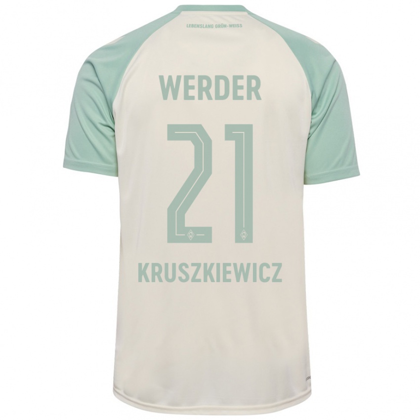 Criança Camisola Jakub Kruszkiewicz #21 Verde Claro Off-White Alternativa 2024/25 Camisa