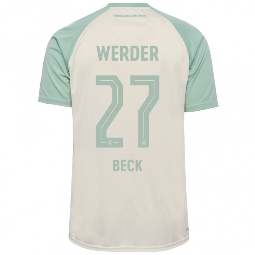 Criança Camisola Sharon Beck #27 Verde Claro Off-White Alternativa 2024/25 Camisa