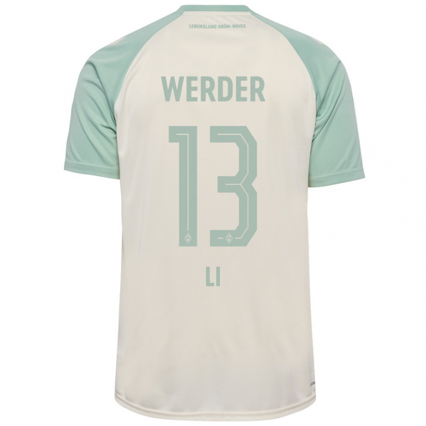 Criança Camisola Xiancheng Li #13 Verde Claro Off-White Alternativa 2024/25 Camisa