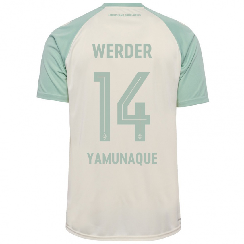 Criança Camisola Rafael Pascual Ramirez Yamunaque #14 Verde Claro Off-White Alternativa 2024/25 Camisa