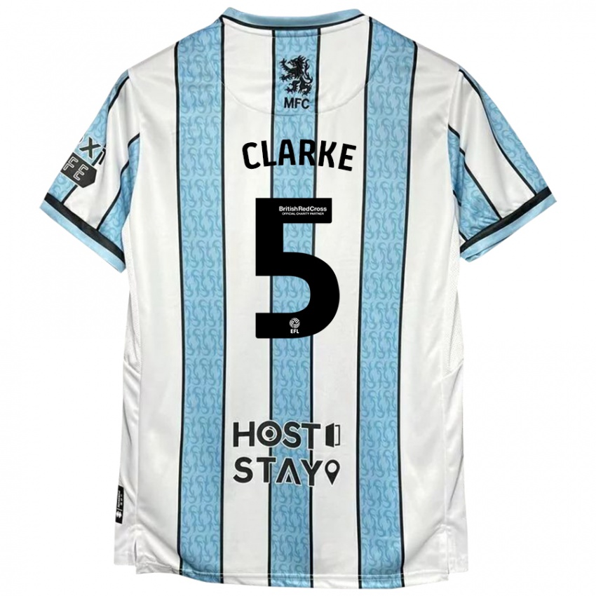 Criança Camisola Matt Clarke #5 Azul Branco Alternativa 2024/25 Camisa