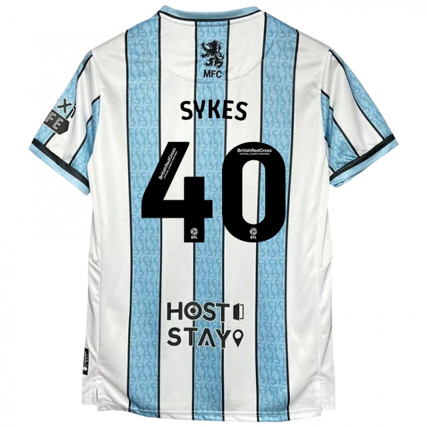 Criança Camisola Cain Sykes #40 Azul Branco Alternativa 2024/25 Camisa