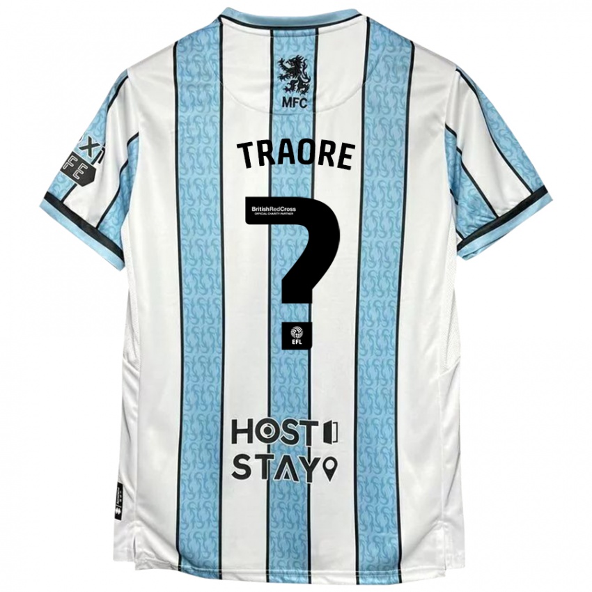 Criança Camisola Yacou Traore #0 Azul Branco Alternativa 2024/25 Camisa