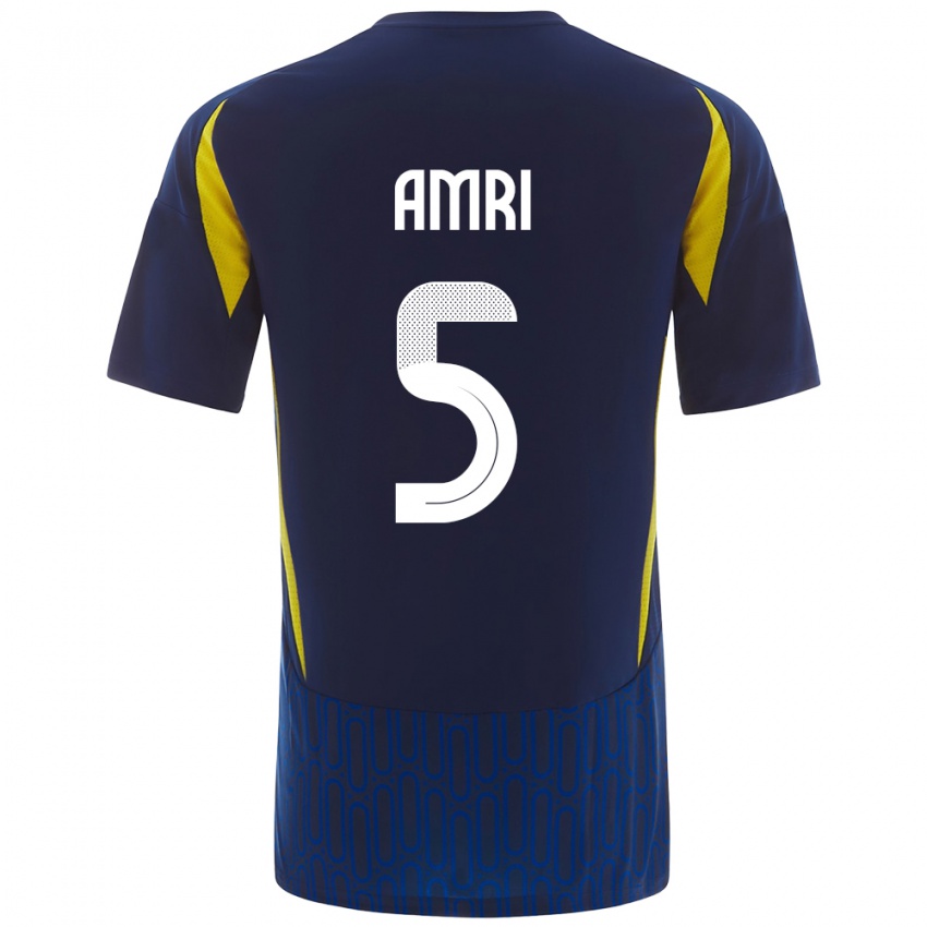 Criança Camisola Abdulelah Al-Amri #5 Azul Amarelo Alternativa 2024/25 Camisa