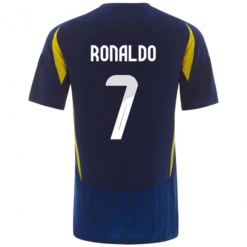 Criança Camisola Cristiano Ronaldo #7 Azul Amarelo Alternativa 2024/25 Camisa