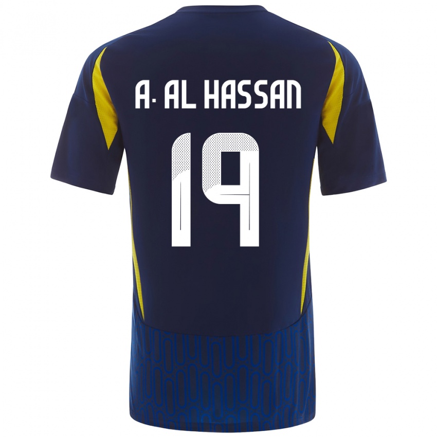 Criança Camisola Ali Al-Hassan #19 Azul Amarelo Alternativa 2024/25 Camisa