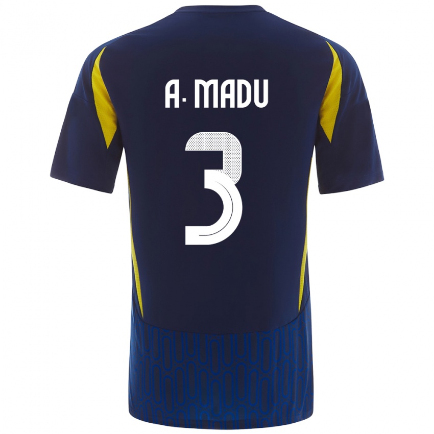 Criança Camisola Abdullah Madu #3 Azul Amarelo Alternativa 2024/25 Camisa