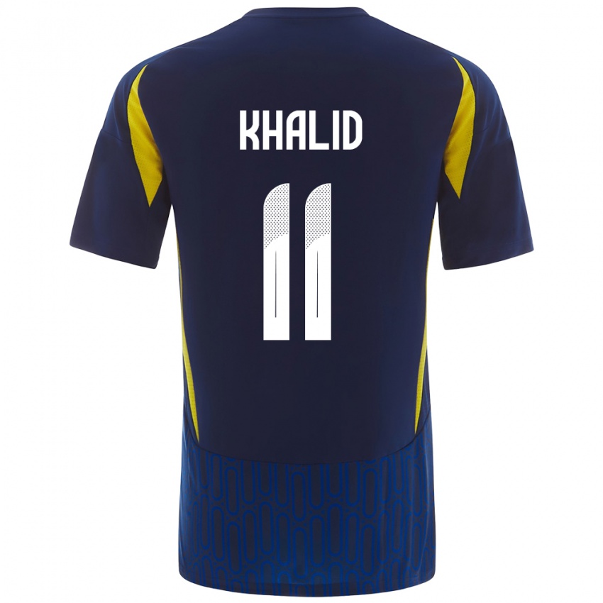 Criança Camisola Khalid Al-Ghannam #11 Azul Amarelo Alternativa 2024/25 Camisa