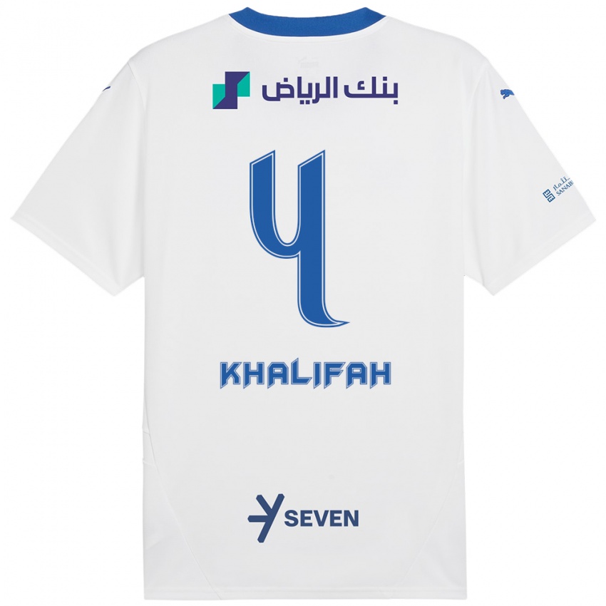 Criança Camisola Khalifah Al-Dawsari #4 Azul Branco Alternativa 2024/25 Camisa