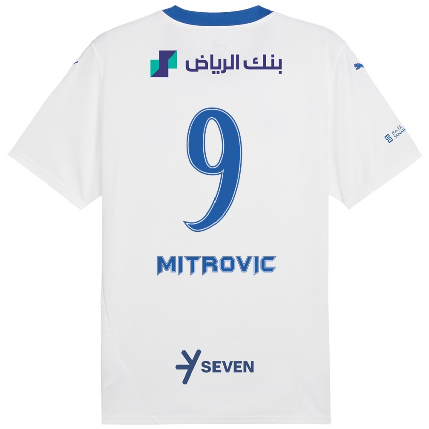 Criança Camisola Aleksandar Mitrovic #9 Azul Branco Alternativa 2024/25 Camisa