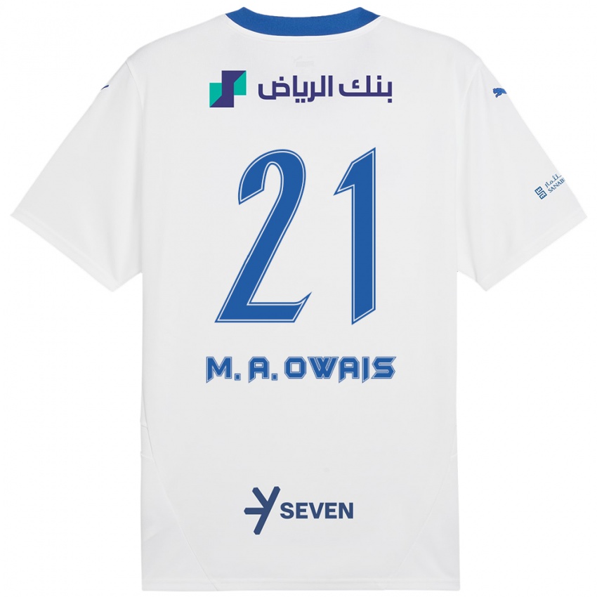 Criança Camisola Mohammed Al-Owais #21 Azul Branco Alternativa 2024/25 Camisa