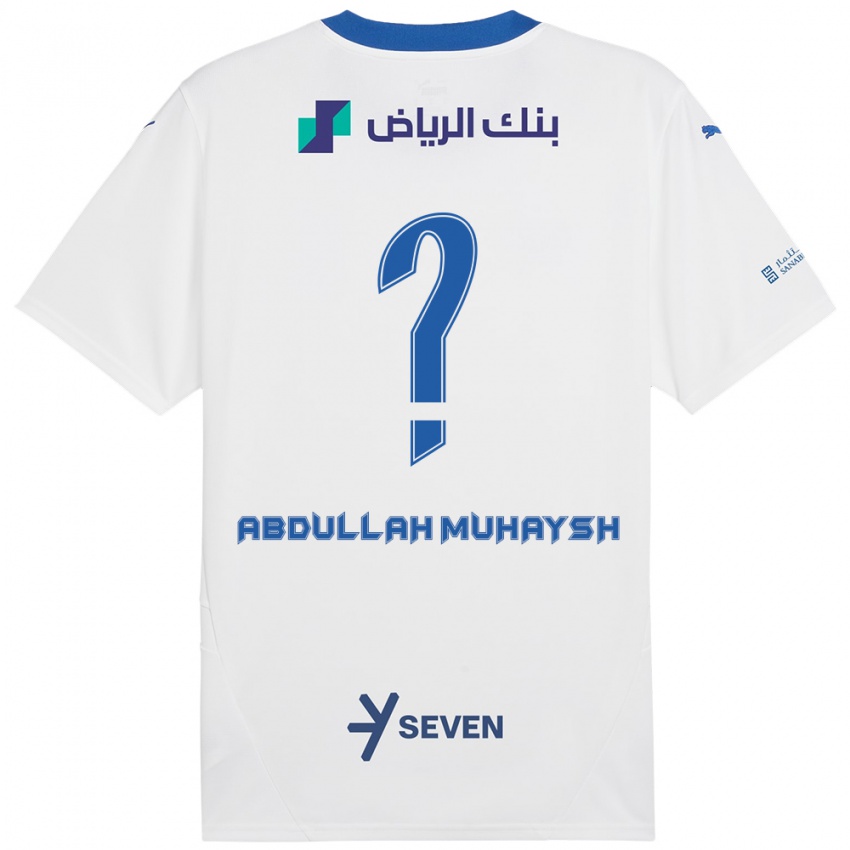 Criança Camisola Mohammed Abdullah Muhaysh #0 Azul Branco Alternativa 2024/25 Camisa