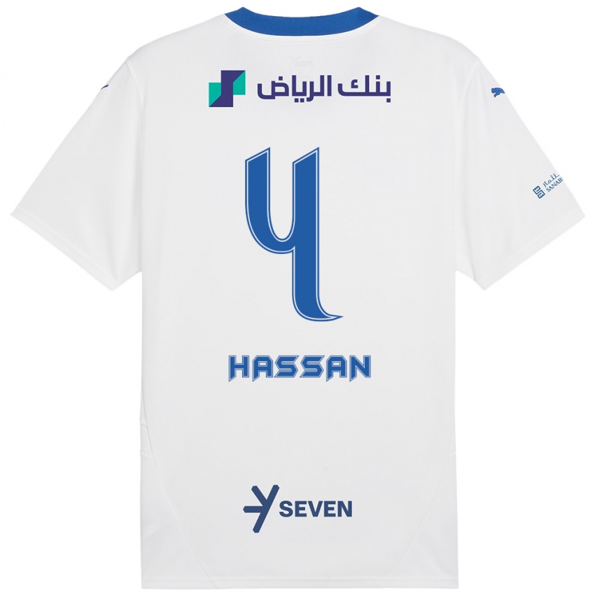 Criança Camisola Eman Hassan #4 Azul Branco Alternativa 2024/25 Camisa