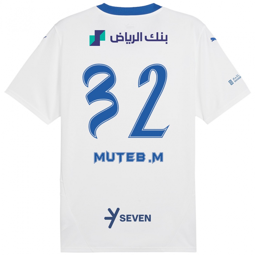 Criança Camisola Muteb Al-Mufarrij #32 Azul Branco Alternativa 2024/25 Camisa