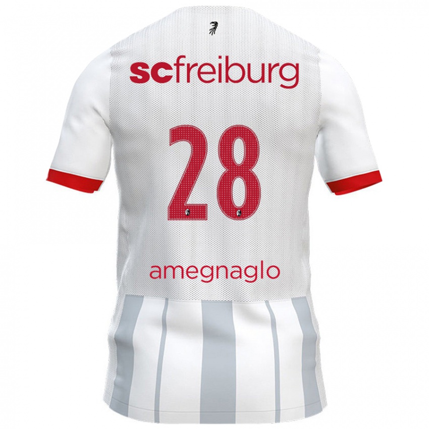 Criança Camisola David Amegnaglo #28 Cinzento Branco Alternativa 2024/25 Camisa