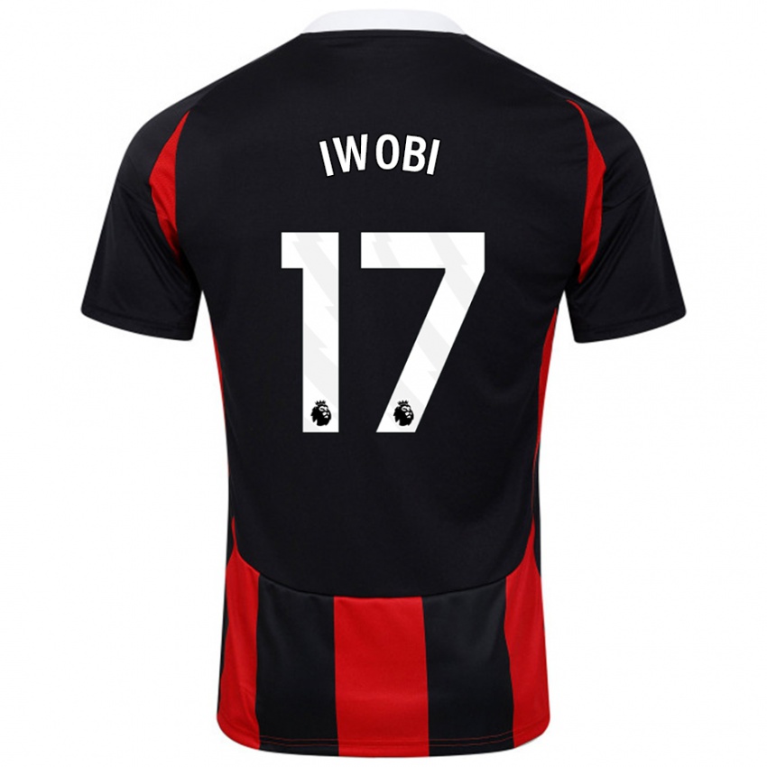 Criança Camisola Alex Iwobi #17 Vermelho Preto Alternativa 2024/25 Camisa