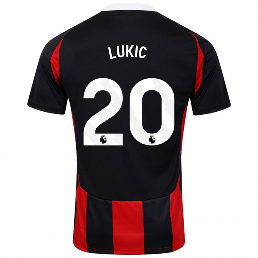 Criança Camisola Saša Lukić #20 Vermelho Preto Alternativa 2024/25 Camisa