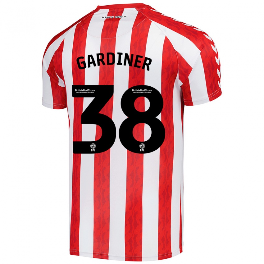 Homem Camisola Harry Gardiner #38 Vermelho Branco Principal 2024/25 Camisa