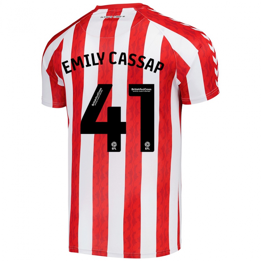 Homem Camisola Emily Cassap #41 Vermelho Branco Principal 2024/25 Camisa