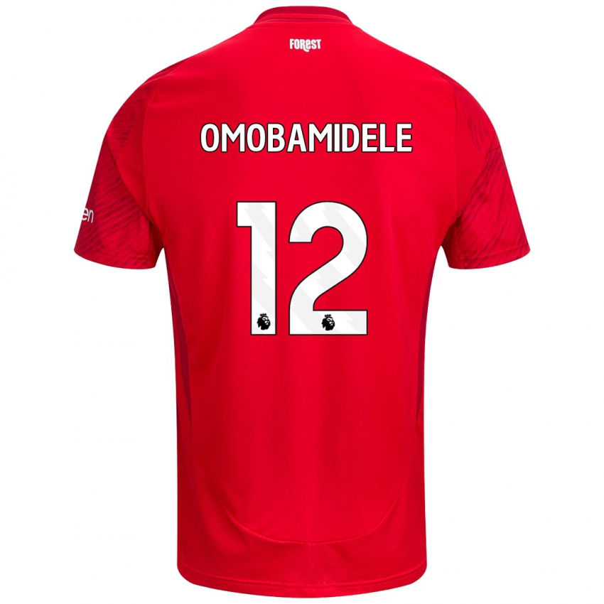 Homem Camisola Andrew Omobamidele #12 Vermelho Branco Principal 2024/25 Camisa