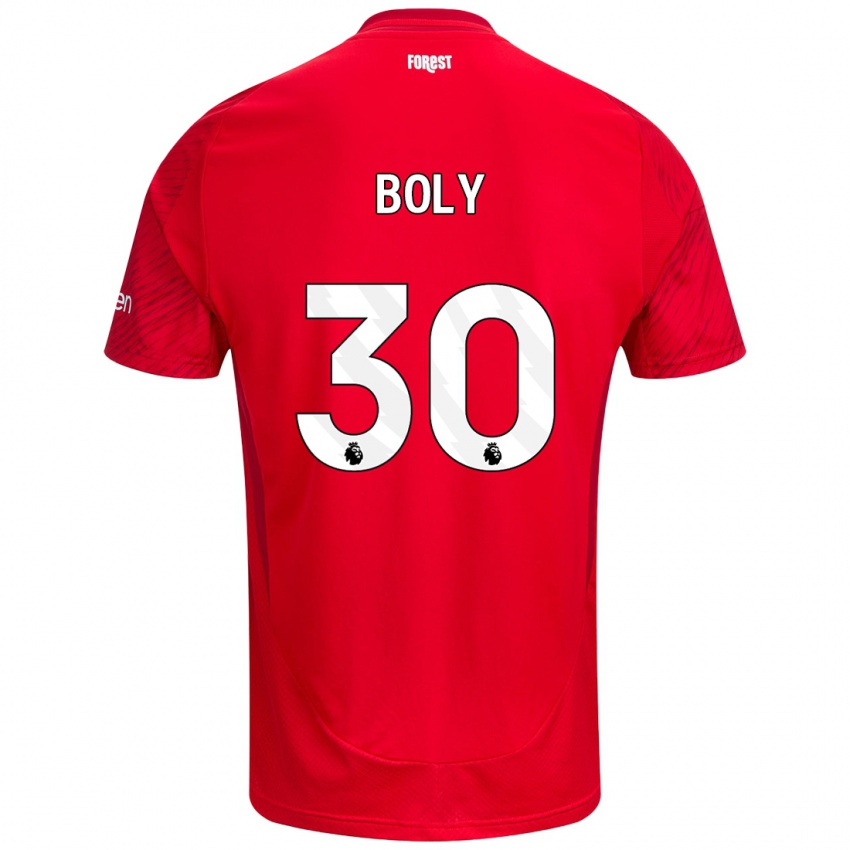 Homem Camisola Willy Boly #30 Vermelho Branco Principal 2024/25 Camisa