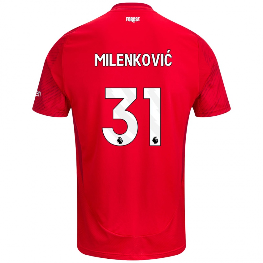 Homem Camisola Nikola Milenkovic #31 Vermelho Branco Principal 2024/25 Camisa