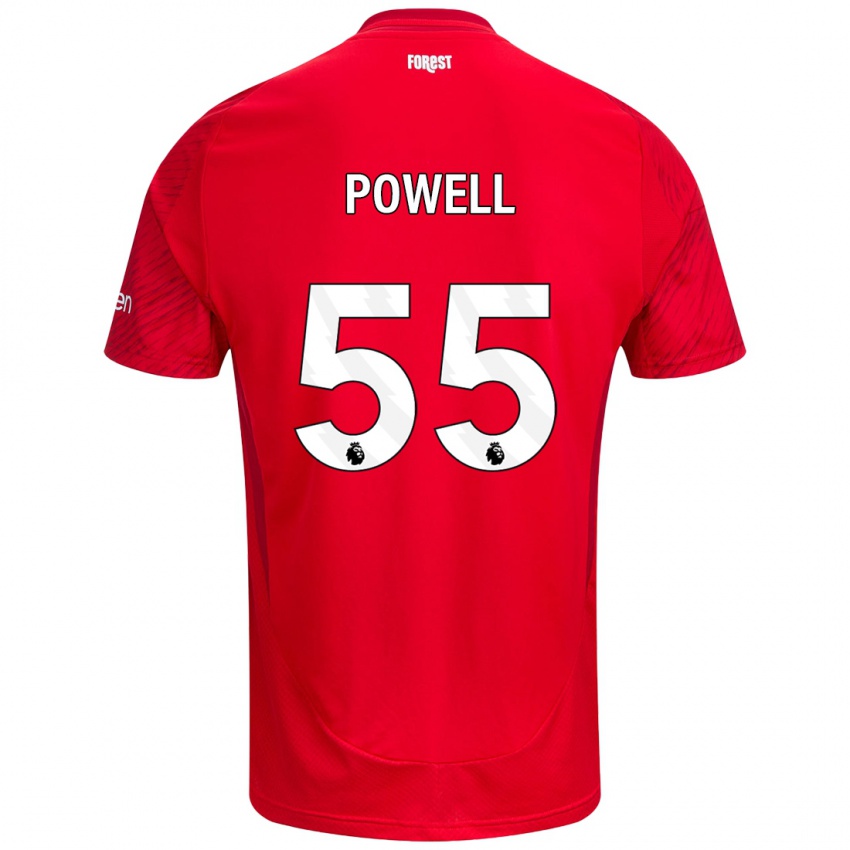 Homem Camisola Josh Powell #55 Vermelho Branco Principal 2024/25 Camisa