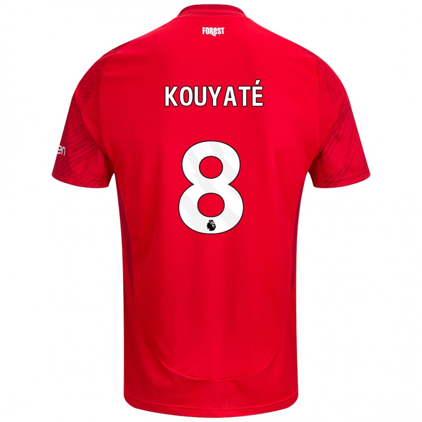 Homem Camisola Cheikhou Kouyate #8 Vermelho Branco Principal 2024/25 Camisa